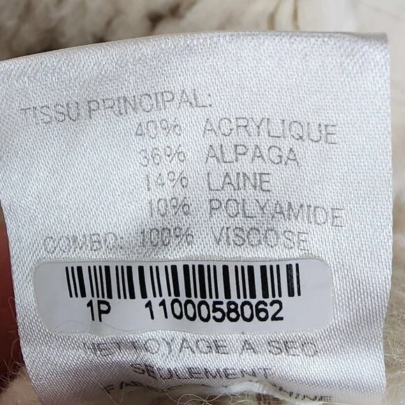 Sea New York Ellie Combo Sweater Cable Knit Puff Lace Sleeves Cream Alpaca Wool - Picture 11 of 14